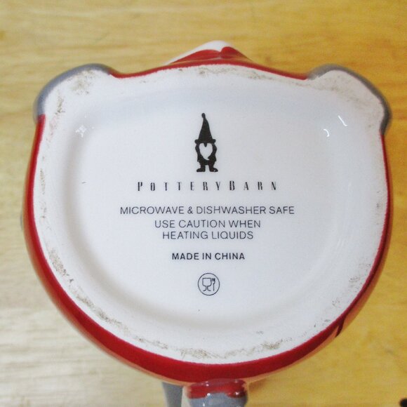 Pottery Barn Gnome Mug, Coffee, Hot Chocolate, Tea, Holiday, Gray Hat, Red Coat - Picture 6 of 7